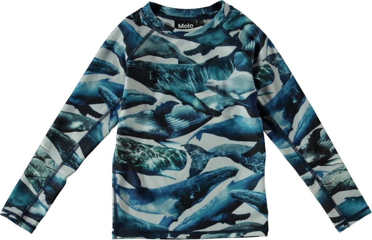 Molo - UV Zwemshirt voor jongens lange mouwen - Neptune LS - Whales - maat 92-98cm