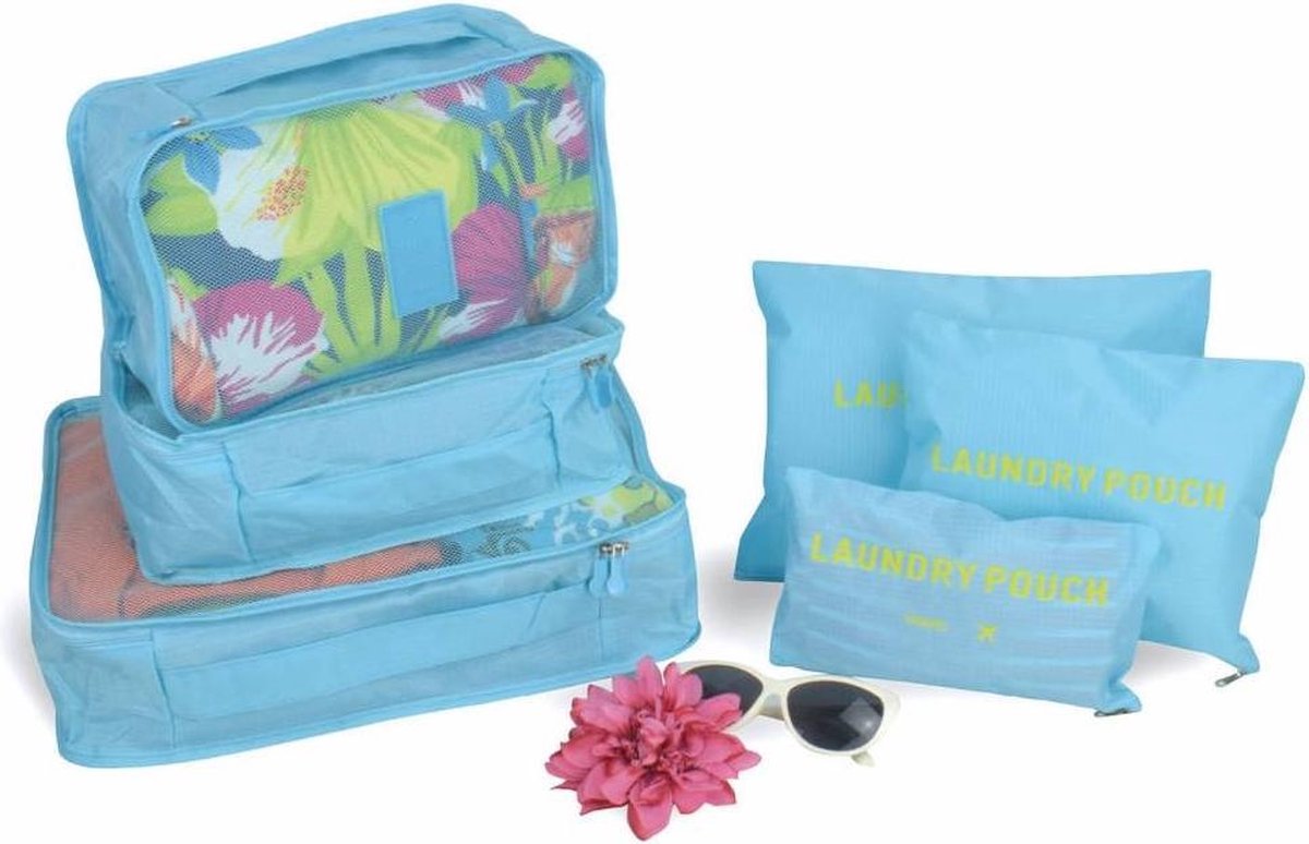 O'DADDY packing cubes - 6 delig bagage organizer - licht blauw