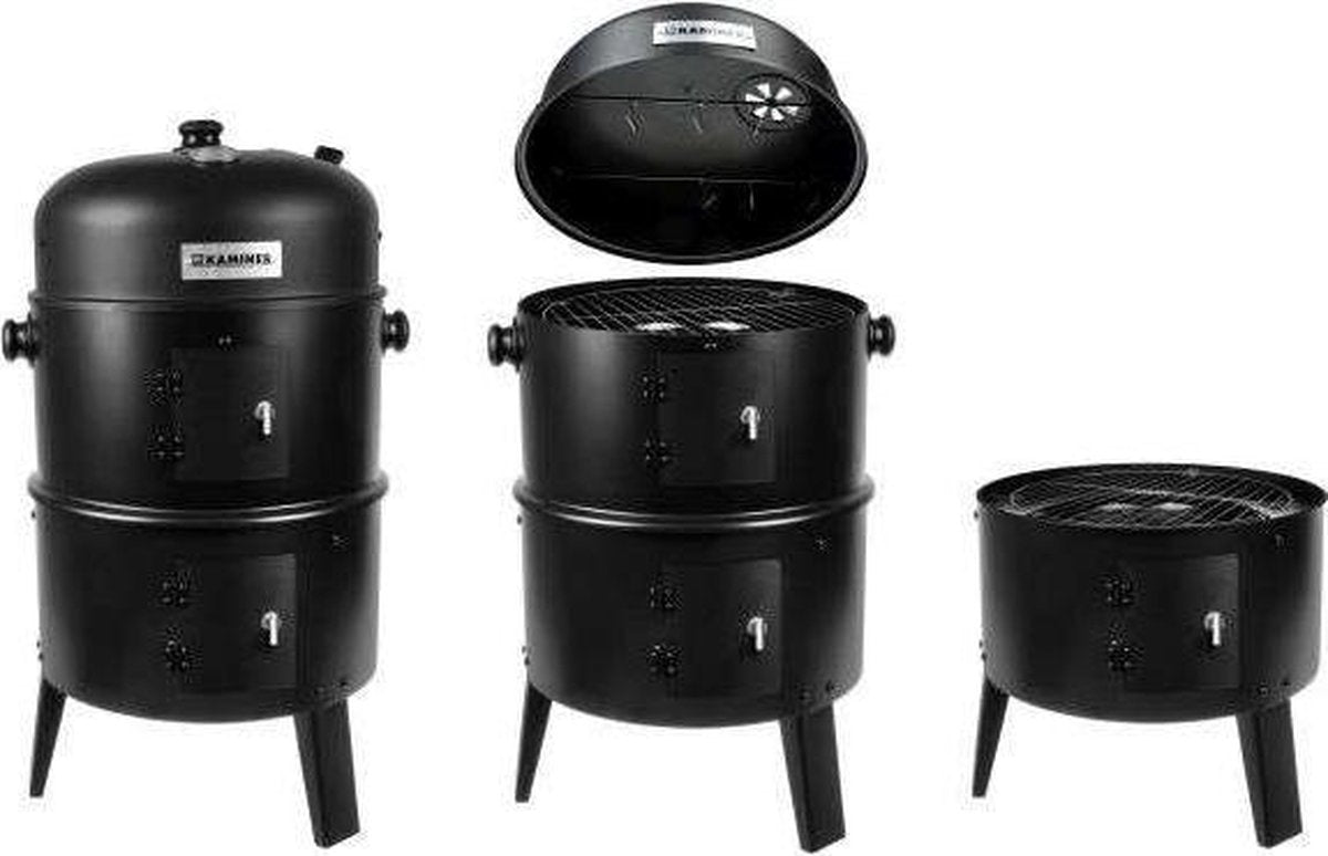 Barbecue Rookoven - BBQ Charcoal Grill - Barbecue Smoker - Barbecue Roker - Rookoven - Grill Oven - Grill Roker - Tuin Barbecue 3in1 - Smokerbarbecue - Barbecook XL Rookoven - Deksel Met Thermometer - Zwart - 45x80cm