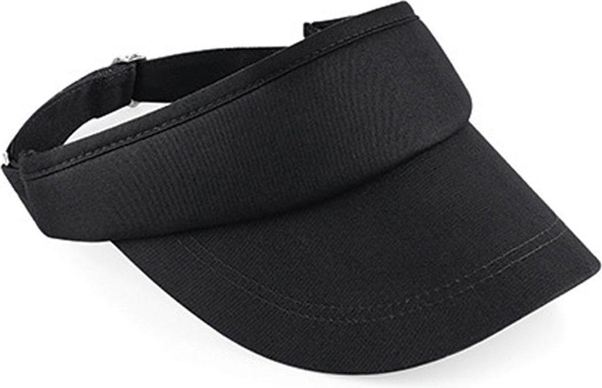 Beechfield katoenen zonneklep unisex kleur zwart maat one size