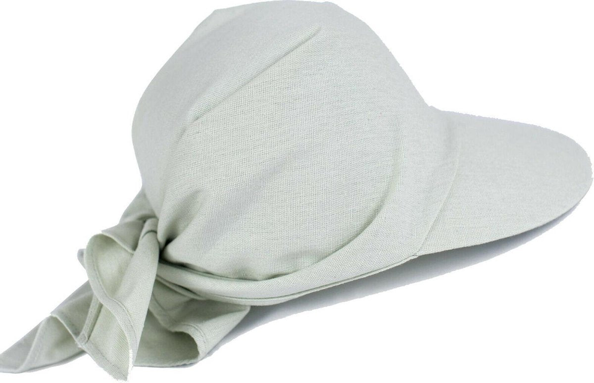Katoenen knooppet met brede klep zomerpet zelf te knopen kleur mint pastell maat one size