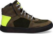 Braqeez 419830-567 Jongens Hoge Sneakers - Groen - Leer - Veters