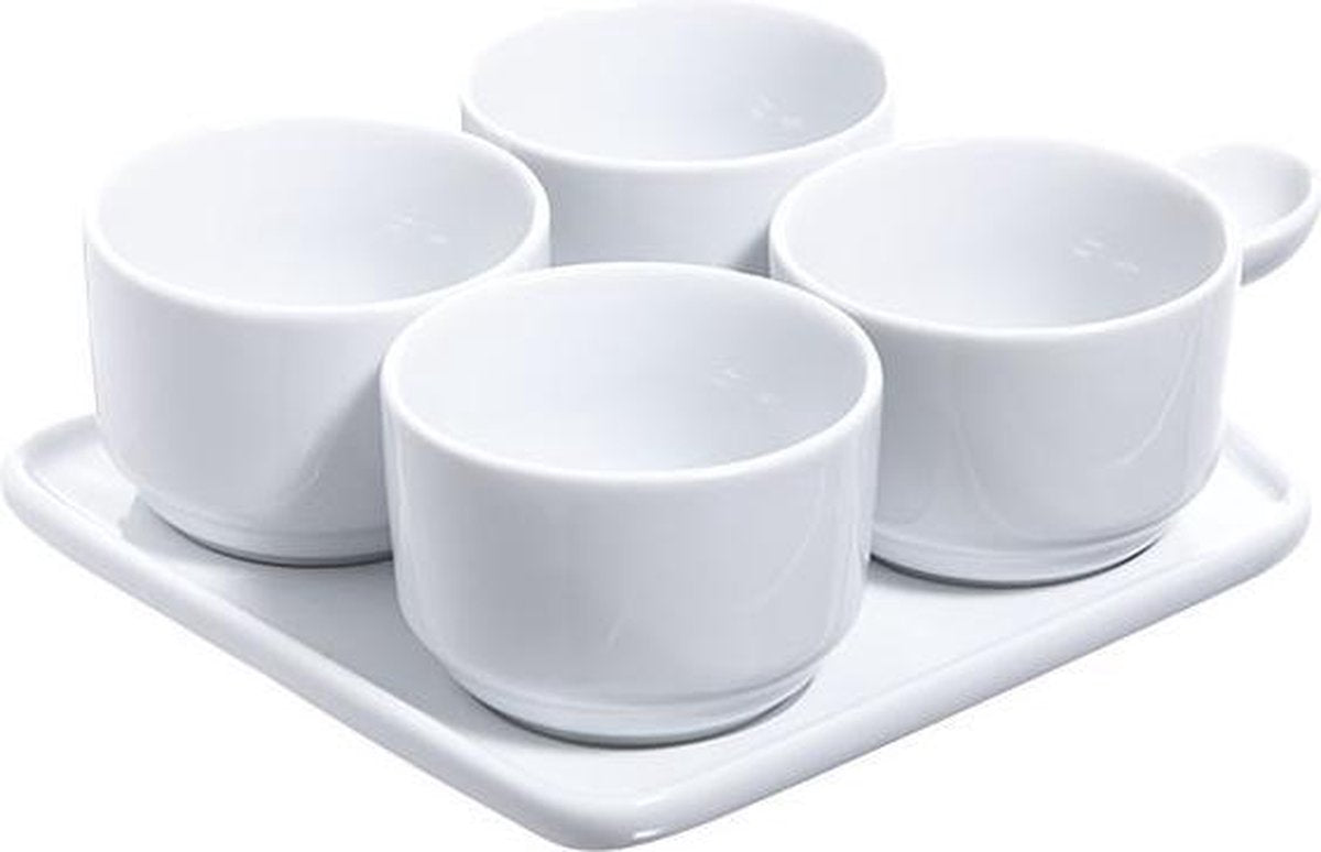 Aperoset Bordje met 4 Kommetje - Kom - Schaaltjes - ⌀24.5x16.8 - schaaltje - ⌀7.8cm