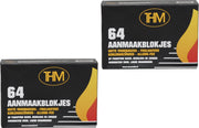 2X Barbecue aanmaakblokjes - BBQ aanmaak - BBQ - Aanmaakblokjes THM wit paraffine - 128 stuks