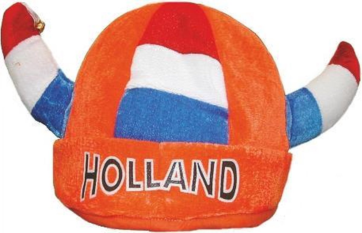 Oranje vikinghoed met belletjes