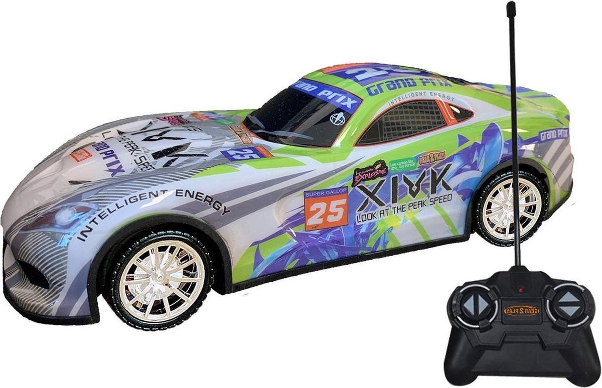Gear2play Raceauto Rc Grand Prix 27 Mhz 1:18 Groen/blauw