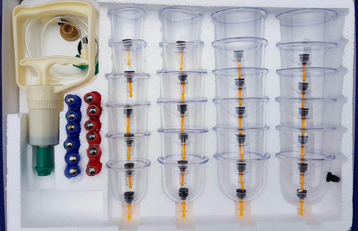 Professionele cupping set 24 delig| Massage | Cup |bindweefsel | stimulatie | Welness + NL handleiding + 12 magneten