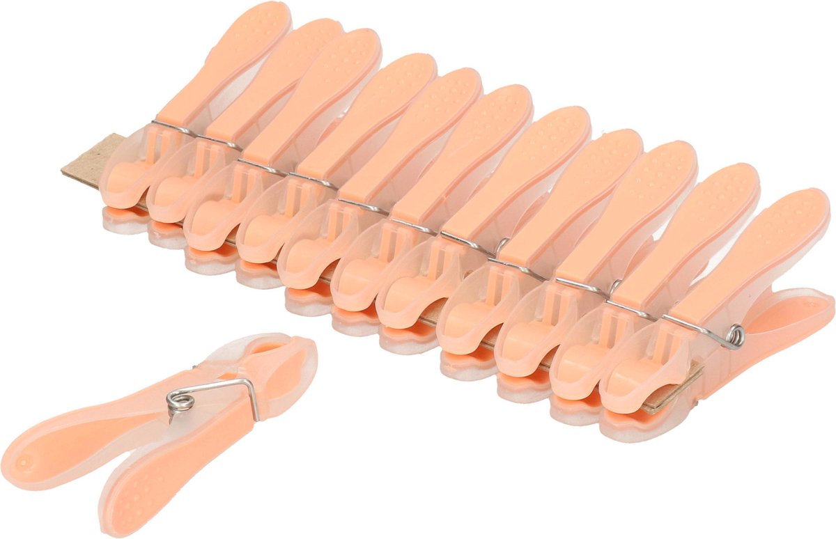 96x stuks Grote stevige zalm roze wasknijpers 8 cm