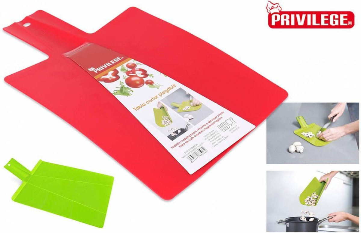 Quttin vouwbare snijplank - 34 x 22 cm - rood/groen