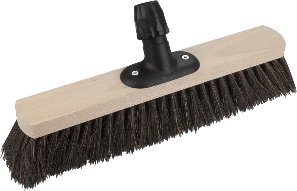Houten harde straatbezem/buitenbezem Arenga zwart 40 cm - Bezemkop met universele steelhouder - Bezems