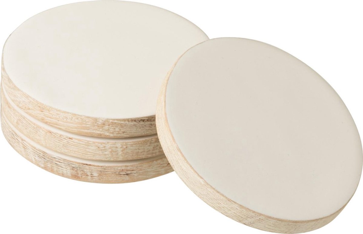 J-Line Set Van 4 Onderlegger Mango Whitewash Wit