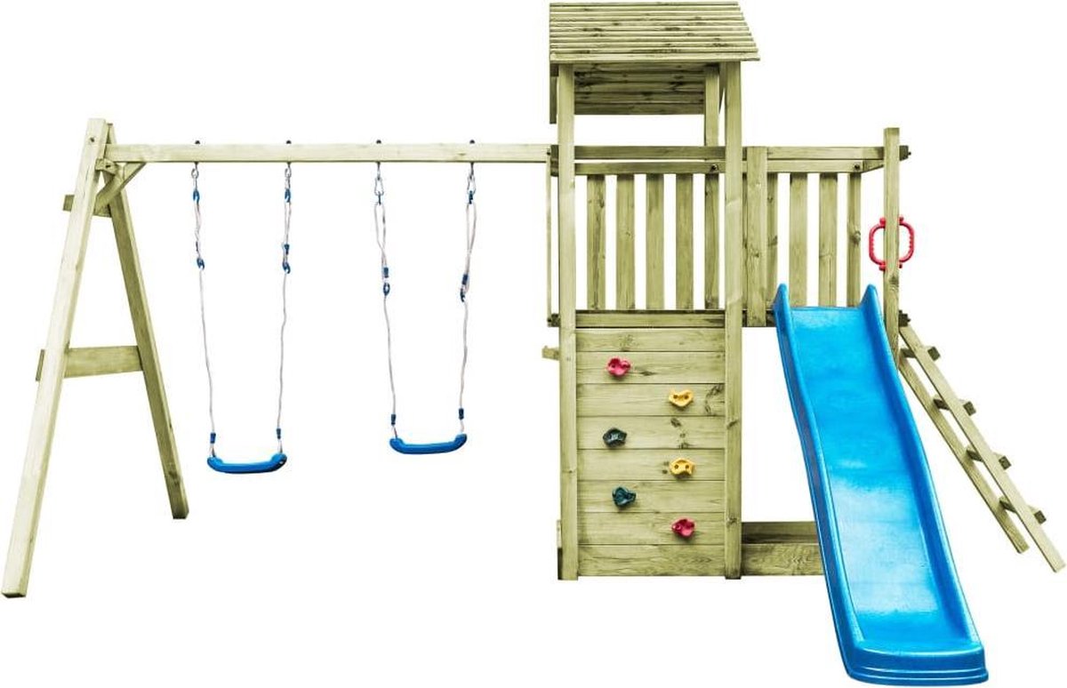 Grote Tuin Speelhuis met Schommels en Glijbaan 471x356x265cm - Speeltoestel Tuin voor Kinderen - Speeltoestel voor Buiten - Speeltoren