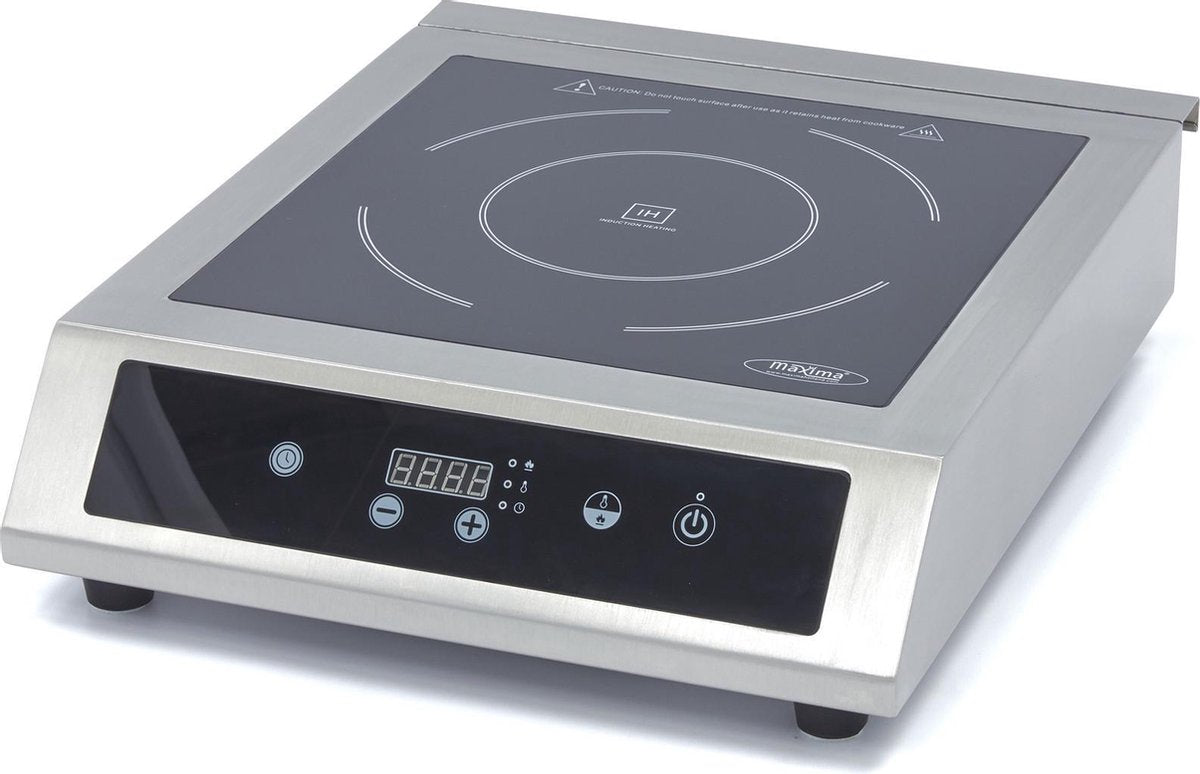 Inductie Kookplaat 3500 Watt - 1x32 cm Pit - tot 240 Graden - Timer - Touch Bediening - RVS - Vrijstaand Model - Professionele Inductieplaat - Maxima