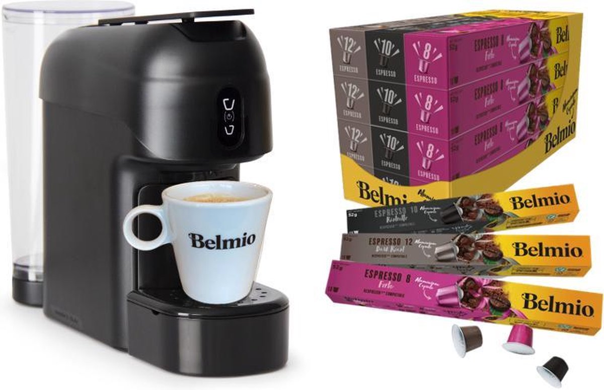 ACTIE - Belmio Espresso Voordeel Pakket - Zwart - Machine + 120 Capsules