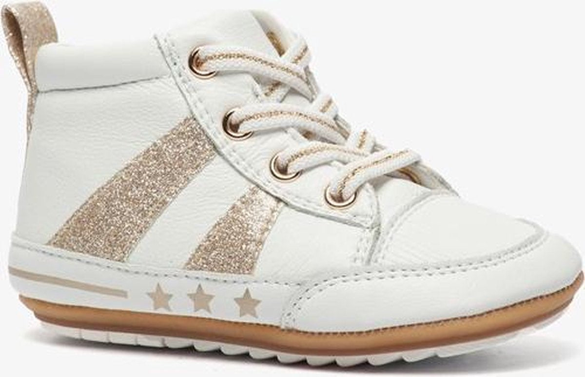 Groot leren babyschoenen met glitters - Wit - Maat 19