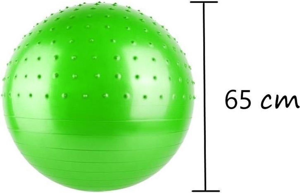 Fitnessbal Multifunctioneel 65cm – Massage Functie – Fitness Yoga en Fysiotherapie – Gymbal – Fascia Bal – Groen