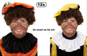 12x Kraag trevira wit en zwart - Piet kraag stof wit Sinterklaas feest Pietje kragen