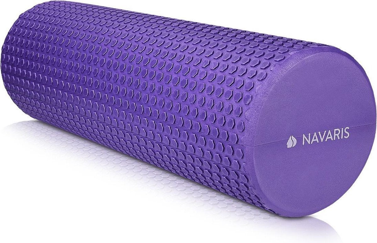 Pilates rol fasciarol 45 cm kort - pilatesrol fascia yoga scooter - schuimstofrol voor rug fitness - massagerol in violet