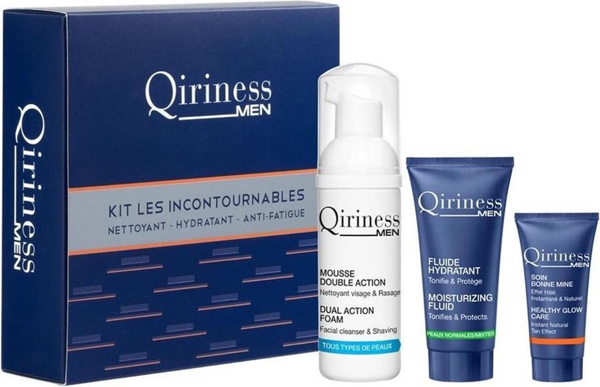 Qiriness Set - Men The Indispensables Kit Double Action Foam 50Ml + Moisturizing Fluid 15Ml + Healthy Glow Care 5Ml