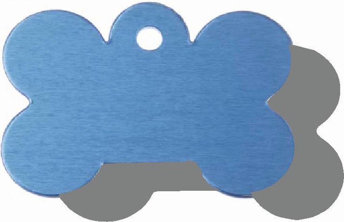 Hondenpenning groot blauw | 2 zijden graveren | 40x28 mm