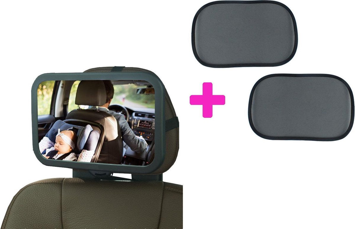 Luxe baby autospiegel incl. set à 2 stuks zelfklevende zonneschermen - COMBI DEAL