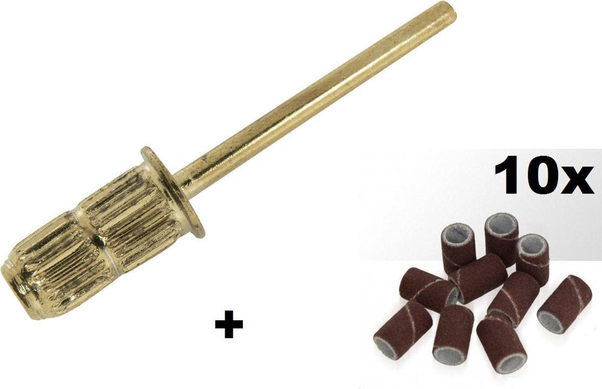 Nagelfrees Bitje voor schuurrolletjes + 10 schuurrrolletjes met grit #80