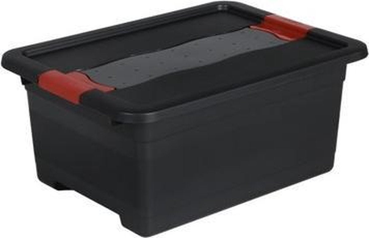 TRANSPORTBOX MET DEKSEL 39X29X17 - 12 L ZWART ECKHART KEEEPER 10844