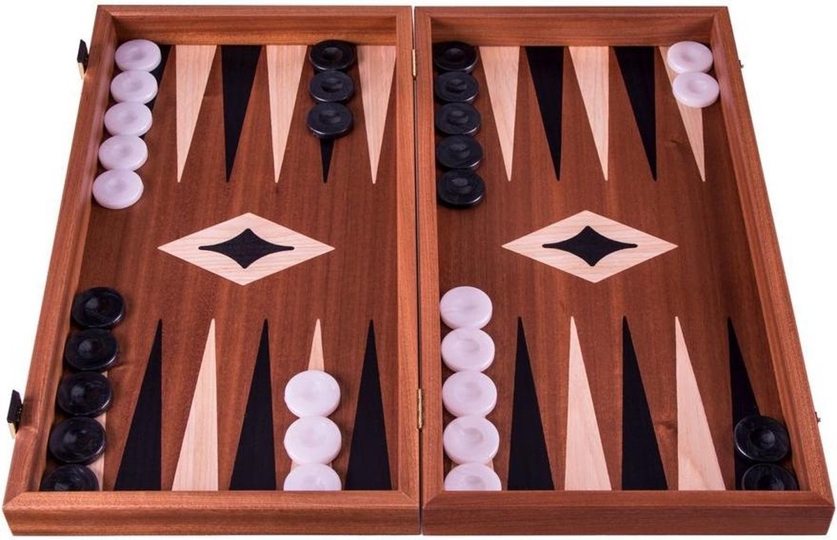 Mahony  Backgammon spel - Luxe - 38x20cm Pearl Stenen  Top Kwaliteit