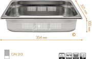Gastronormbak Profi Line 2/3 geperforeerd 100mm