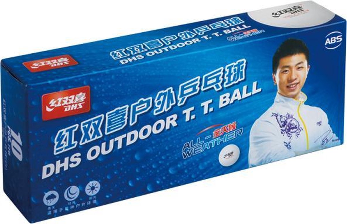 DHS Outdoor tafeltennisbal 10 ballen - TOP pingpongbal voor buiten