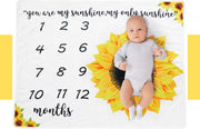 Mijlpaaldeken – baby milestone blanket – baby dekentje – foto herinnering – babyshower – kraamcadeau jongen – wit / geel – 100 cm x 75 cm