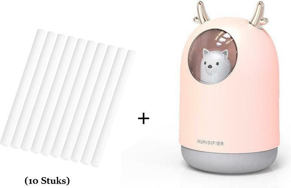 Hummi Roze Care Bear met Filterset (10 Stuks) - Geur Verspreider - USB Humidifier - Luchtreiniger - Luchtbevochtiger - Aromatherapie - Diffuser Aromatherapie - Led Verlichting - Diffuser - Diffuser Aroma