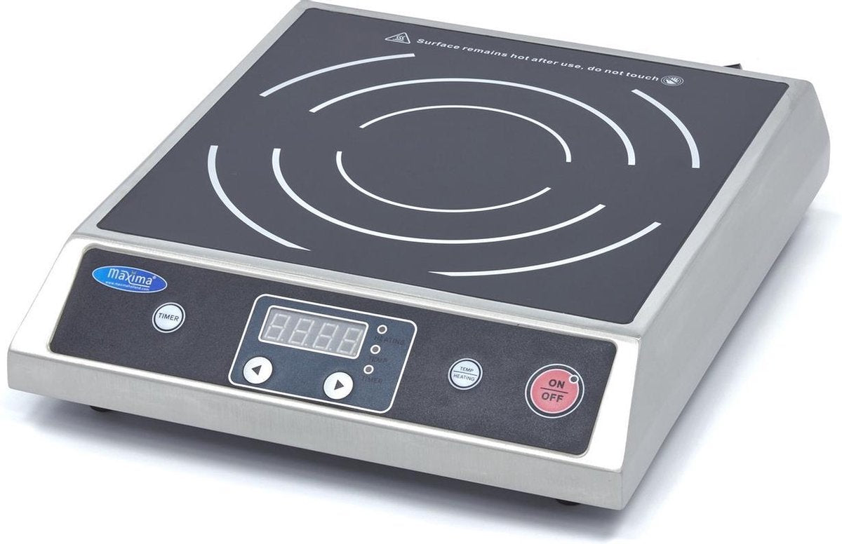Inductie Kookplaat 2700W - 1 x 26 cm Pit - tot 240 Graden - Timer - Touch Bediening - RVS - Vrijstaand - Model - Professionele Inductieplaat - Maxima