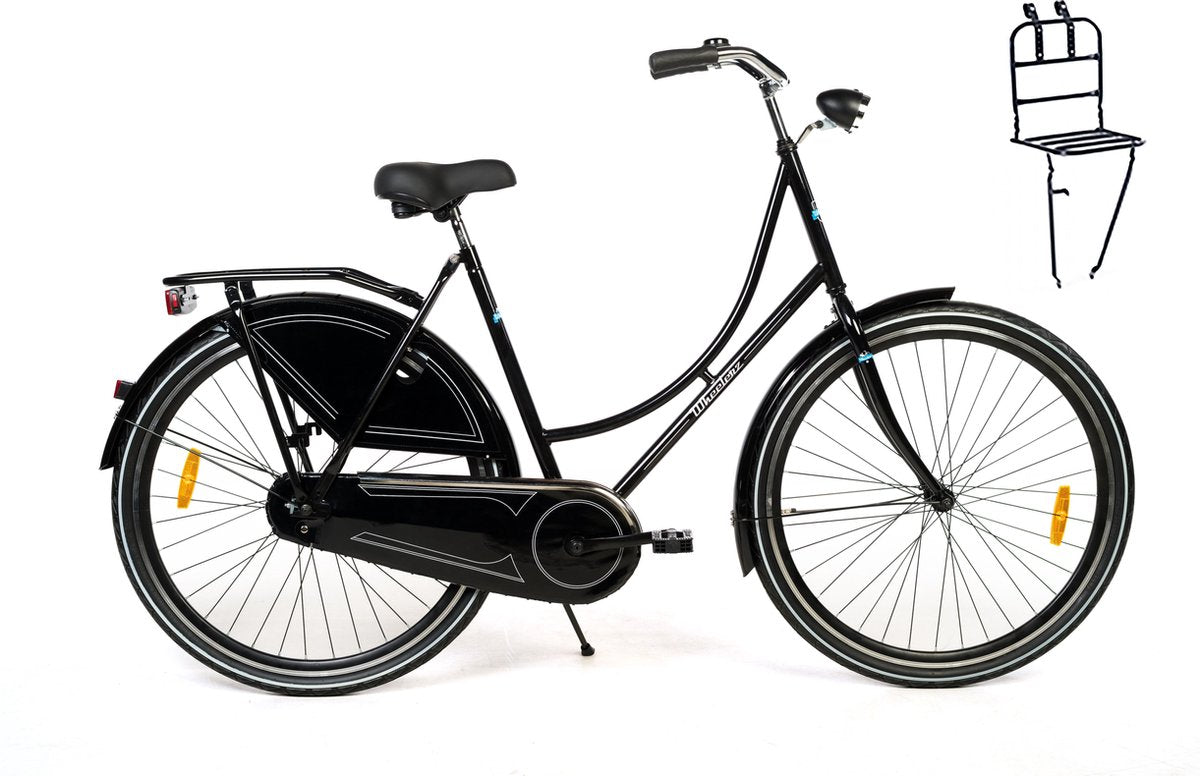 Wheelerz omafiets glans zwart met voordrager