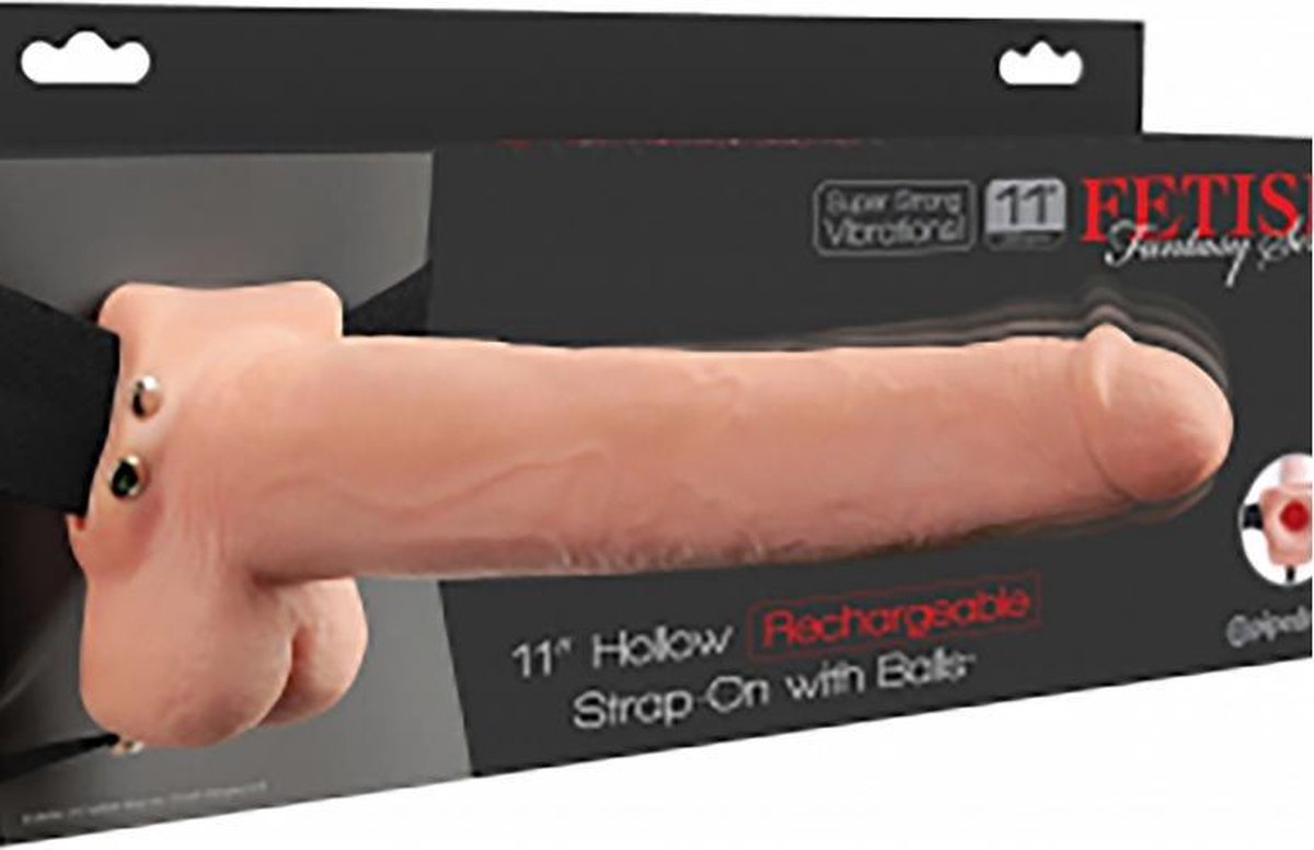 Fetish Fantasy 11" Hollow Rechargeable Strap-On with Balls