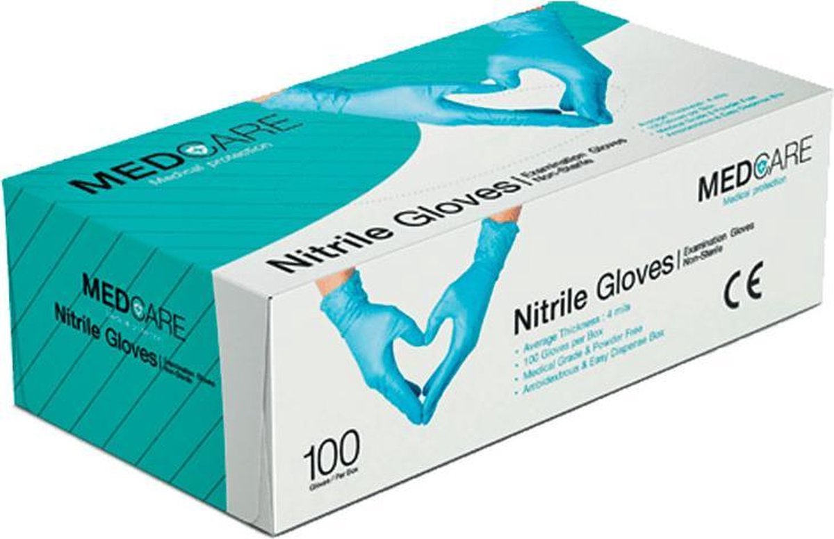 Handschoen nitril Large blauw poedervrij 100 stuks