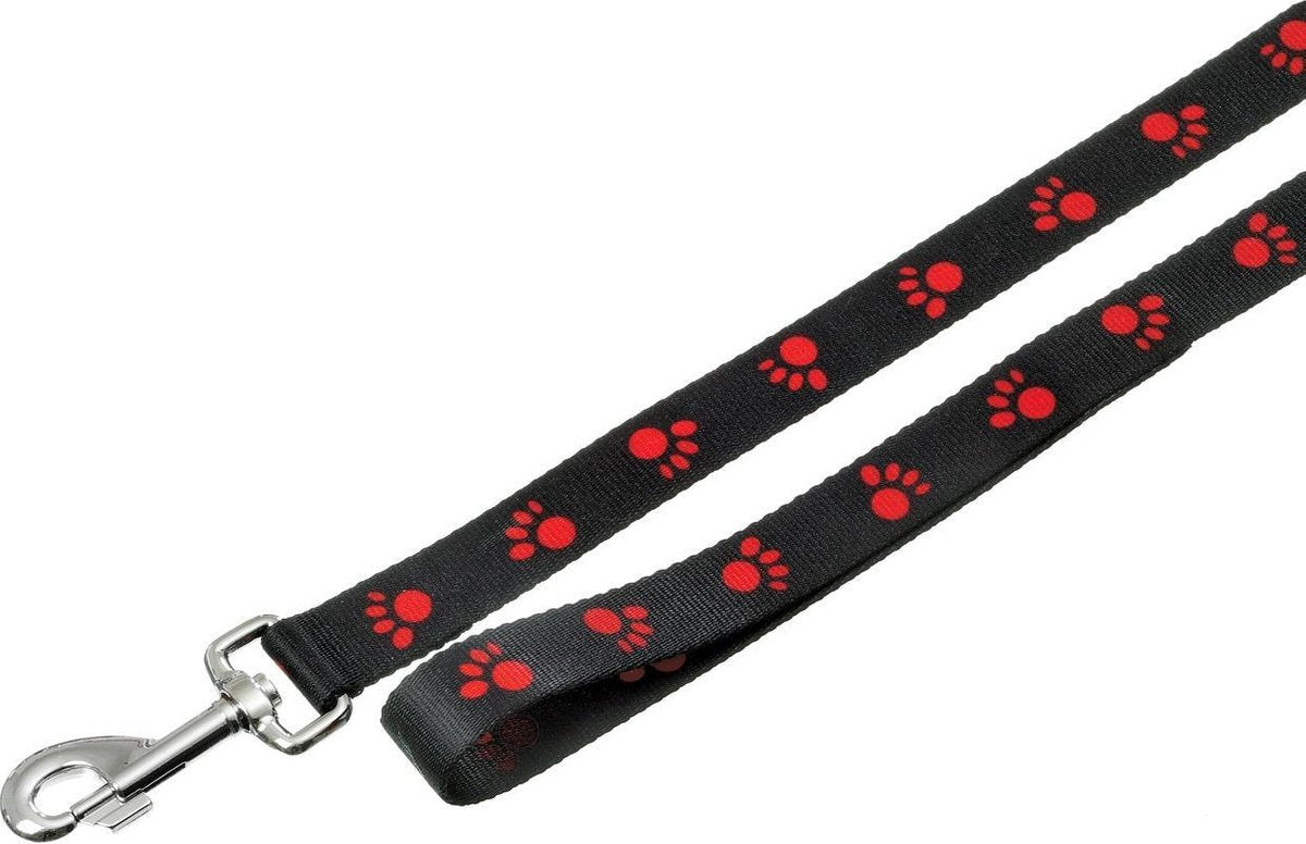 Art joy leash 25mm x 100cm black with paw motive