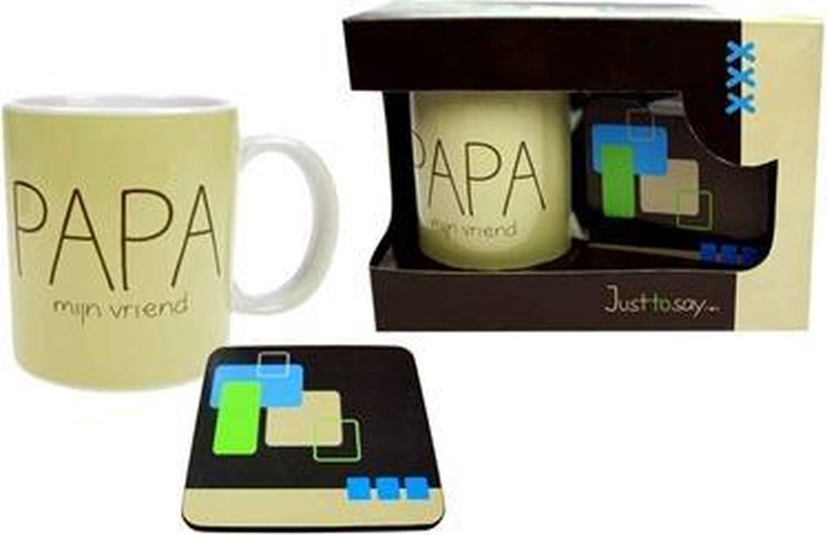 Giftset mok + onderzetter Papa mijn vriend