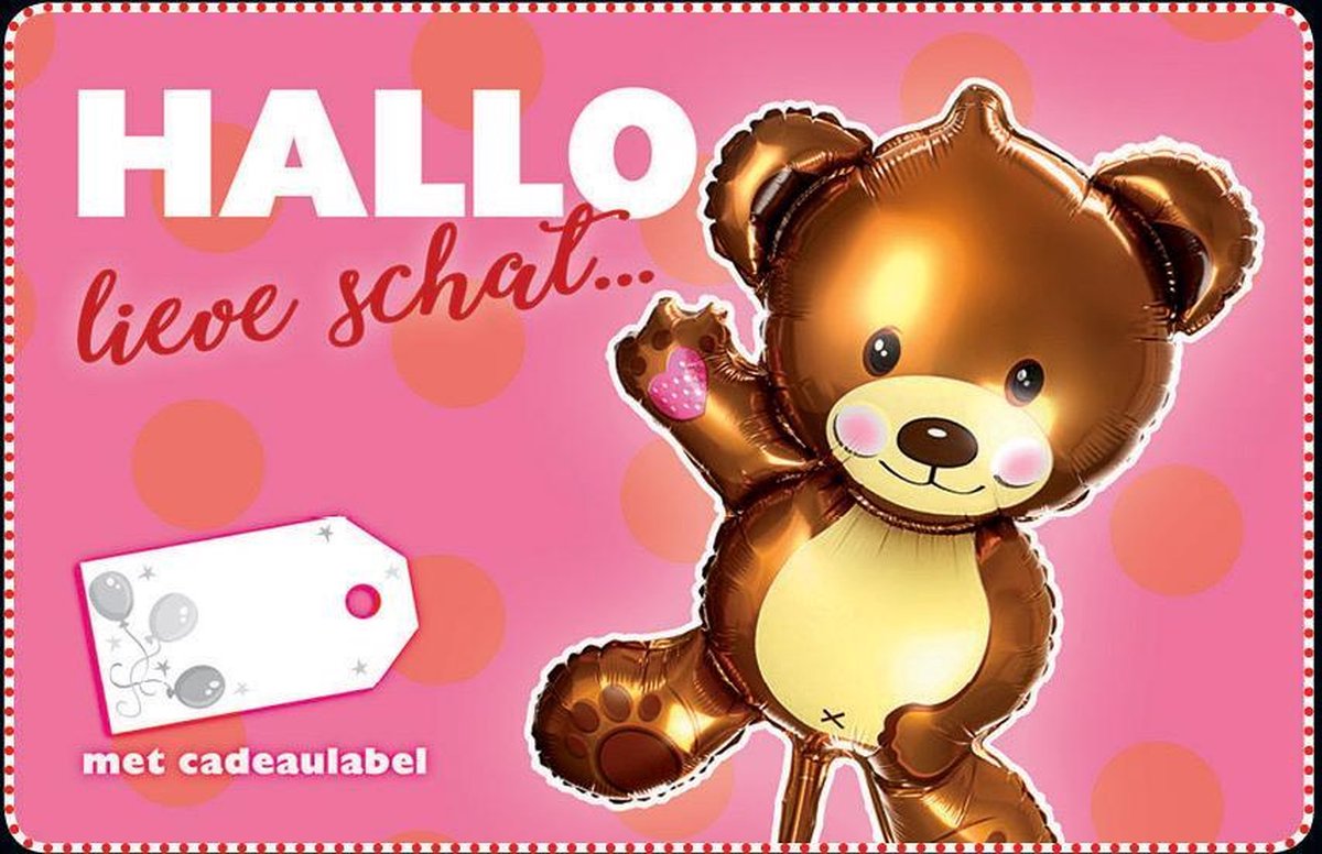 Ballon/ Folieballon opblaasbaar" Hallo lieve schat" Beer