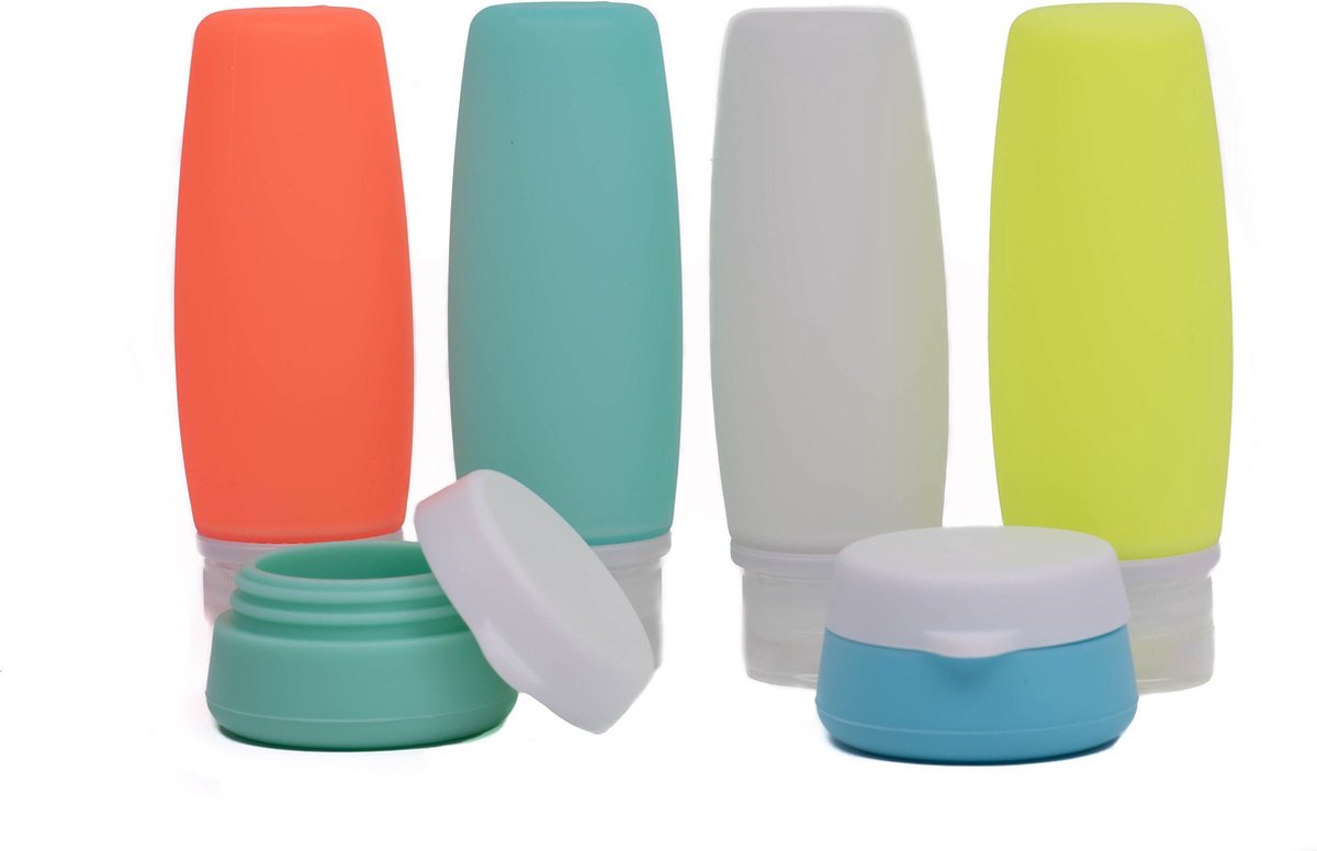 Nesto's Navulbare Reisflesjes Set - Inclusief Toilettas - Siliconen - Reisflacons - 100ml - 6 stuks