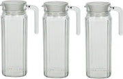 3x Lange glazen karaf met handvat 1