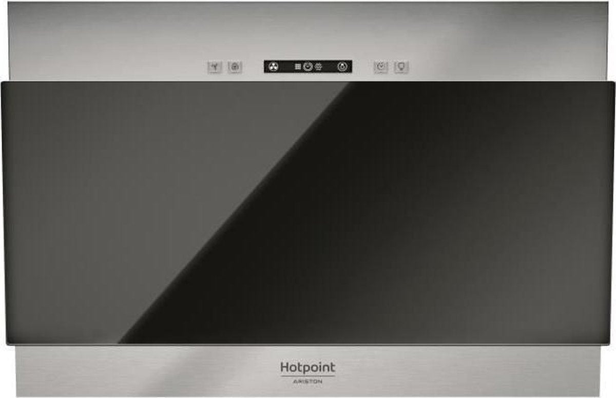 HOTPOINT HHVP6.4FLLK Decoratieve kap - 384 m3 lucht / h max - 63 dB max - 3 snelheden - L 60 cm - Roestvrij staal + zwart glas