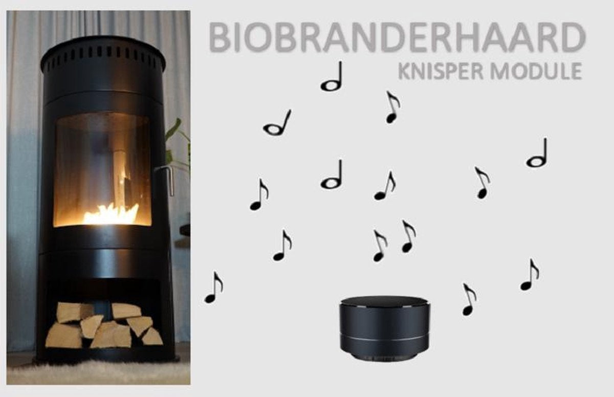geluid openhaard vuur | Geluid Knisperend haardvuur/ knisper module| knapperend haardvuur | voor bio ethanolhaard of elektrische haard| 4 verschillende geluiden | zwart