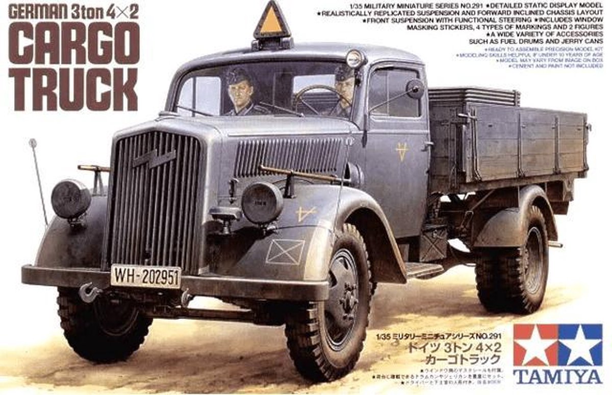 1:35 Tamiya 35291 WWII German Cargo Truck 3ton with 2 Figures Plastic kit