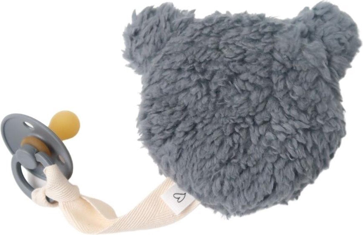 LOVEissue speenknuffel beer teddy donkergrijs katoen| BIBS fopspeen Smoke T2| 6 t/m 18 mnd