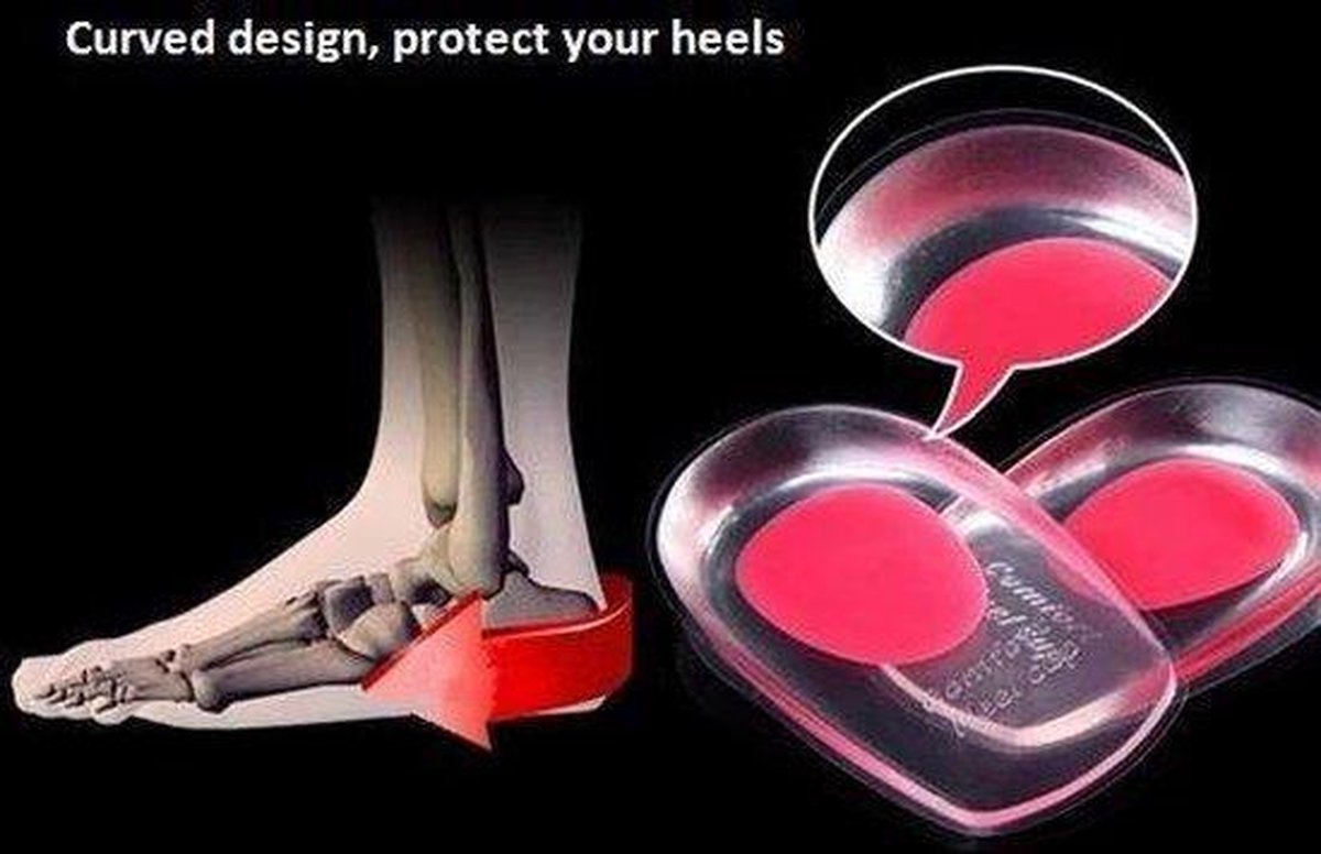 Soft Gel Hielspoor Zooltjes - Hielberschermer / Inlegzool Cups - Sport- Voet - Hielspoor - Gelzolen Hielbescherming - hielspoorzooltjes - hielpijn - hielbeschermer - Soft Gel Inlegzool - Rood Dames maat 35 tot 41 - Mangry