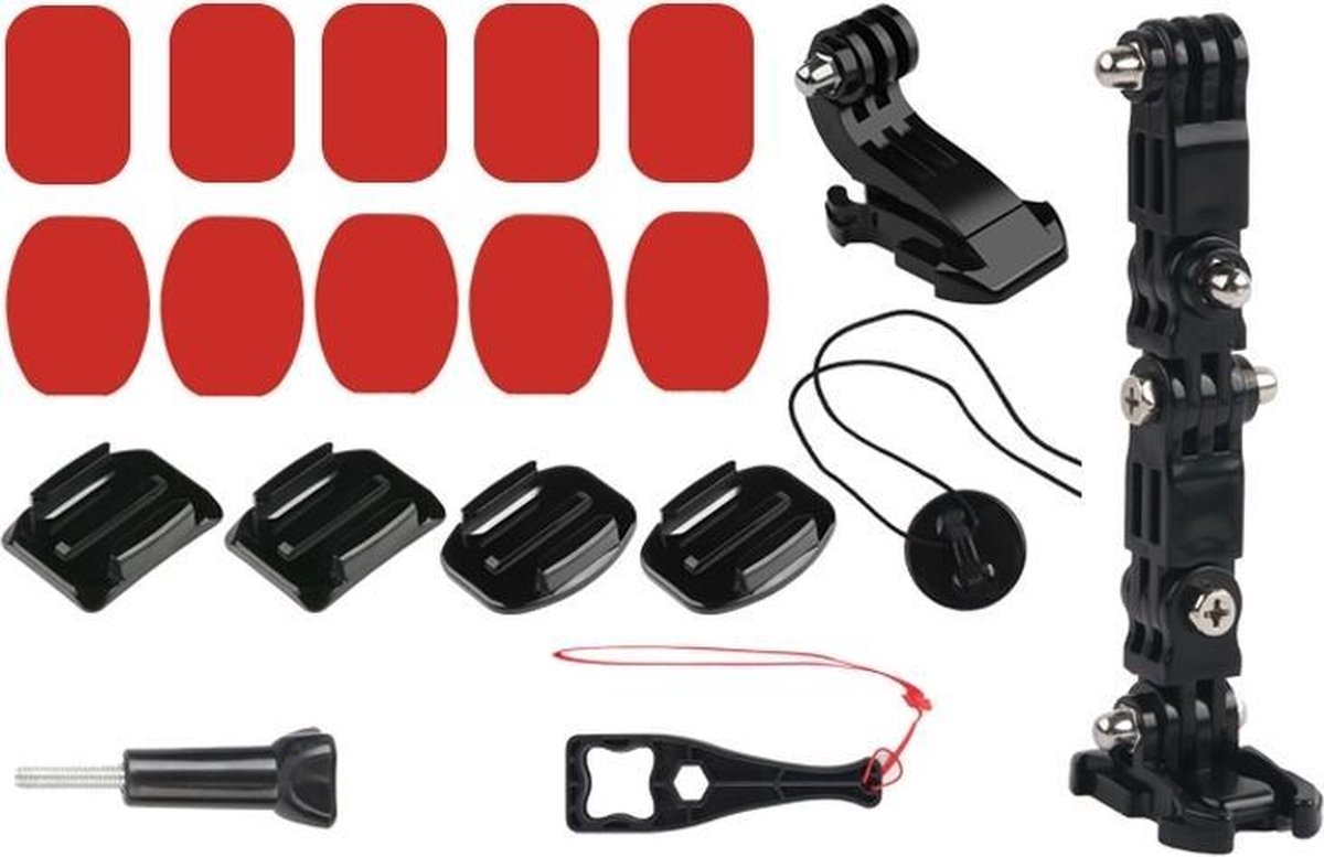 Fietshelm Zelfklevend Multi-Joint Arm Vast Bevestigingsset met J-haak Gesp Mount & Screw voor GoPro HERO7 / 6/5/5 Session / 4 Session / 4/3 + / 3/2/1