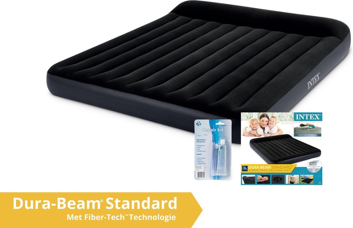 Intex Luchtbed - Pillow Rest Classic - Formaat: King - B183 x L203 x H25 cm - 2 pers. - Met Reparatieset
