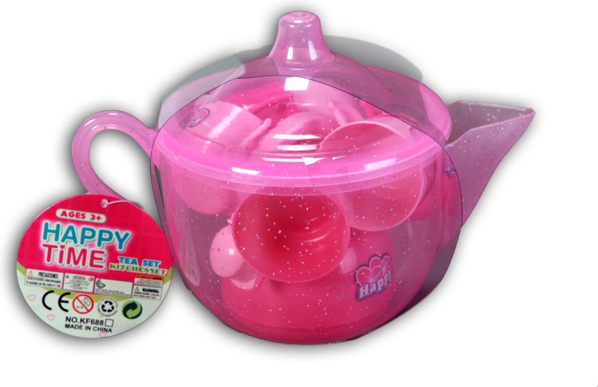 Jonotoys Theekan Met Servies 8-delig Roze
