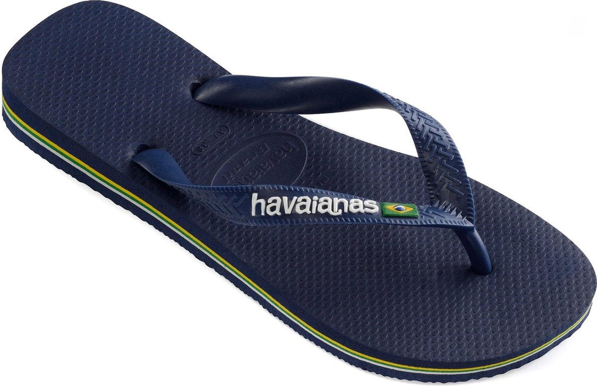 Havaianas Brasil Logo Unisex Slippers - Navy Blue - Maat 31/32